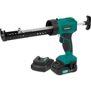 VONROC Accu Kitspuit 20V - duwkracht 1.18kN/120kg - anti-drip systeem - variabele snelheidsre-geling - geschikt voor alle gangbare kitpatronen - Incl. 2.0Ah Accu en snellader