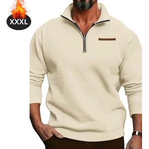Livano Quarter Zip Heren - Sweater - Sweaters - Hoodie - Warme Trui - Vest - Lang - Coltrui - Beige - S