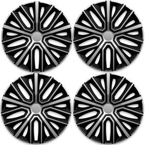 Wieldoppen SINUS-SB 15 inch zilver/zwart. Set a 4 stuks (CONTROLEER UW BANDENMAAT en lees a.u.b. de onderstaande, uitgebreide tekst!)