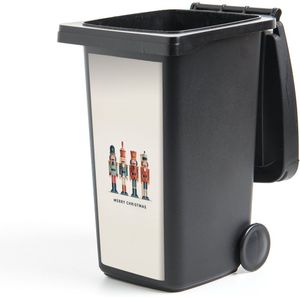 Container sticker Notenkrakers - Minimalistisch - Kerst - Beige - 44x98 cm - Kliko sticker