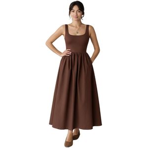 Trendyol Bruine Taille Open Geweven Maxi-Jurk Twoss25El00868