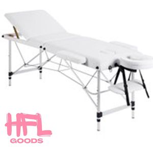 HFL Goods Massage Tafel - Tafel Voor Schoonheidsbehandelingen : Spa - Schoonheidsspecialiste -Tattoes - Wimpers - 3 Delig Opvouwbaar - 8 Diverse Standen - Wit