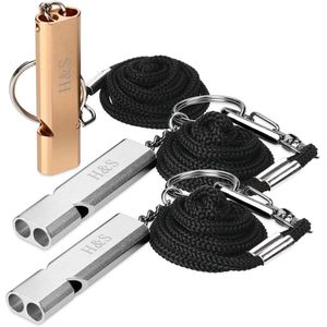 H&S Noodfluitje 3 stks Overlevingsveiligheid Fluitje met Lanyard voor Camping Wandelen Outdoor Boating Jacht Sport Hond Training
