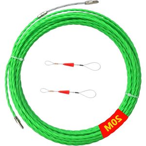 Kabeltrekhulp: 20 meter intrekspiraal trekdraad met 2 geleidingsveren en intrekband φ 4 mm - ideaal voor het leggen van kabels in lege buizen