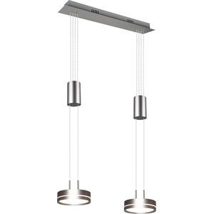 LED Hanglamp - Hangverlichting - Torna Franco - 14.4W - 2-lichts - Warm Wit 3000K - Dimbaar - Rond - Mat Nikkel - Aluminium
