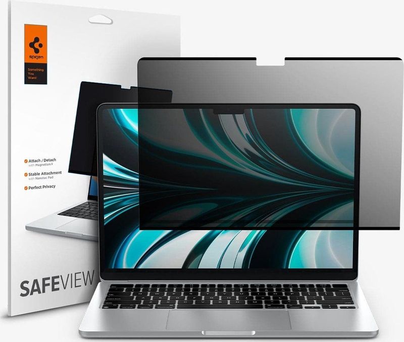 Spigen - SafeView Privacy Glass - Glazen Screenprotector - Doorzichtig - MacBook Air 13,6 Inch