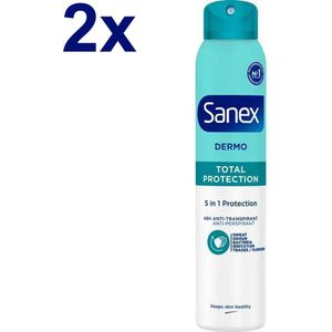 Sanex - Dermo Total Protection - Deospray - 2x 200 ml - Unisex - 24u Bescherming
