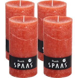 SPAAS Kaarsen - Rustieke kaarsen 68/130 mm - Stompkaars - 60 branduren - Rood - 4 stuks - Voordeelverpakking