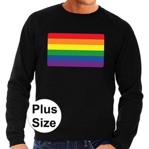 Grote maten Gay pride regenboog vlag sweater zwart -  plus size lgbt sweater voor heren - gay pride XXXL