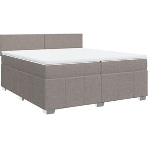 vidaXL - Boxspring - met - matras - stof - taupe - 200x200 - cm