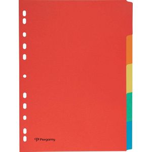 Pergamy tabbladen ft A4, 11-gaatsperforatie, karton, geassorteerde kleuren, 5 tabs 50 stuks