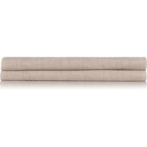 Zohome Hoeslaken Lino-topper - Onderlaken 1 persoons - 90x200 - 100% Katoen - Beige