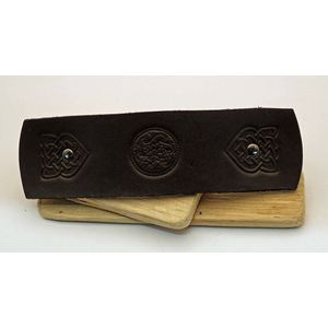 Leren zwart haarclip bloem met 2 eeuwige knopen - lederen keltische haarclips - celtic haarclips van leer - lederen haarclips - zwarte vrouwen haarclips - haarspelden voor vol lang haar - haarspelden voor lang haar - haarclips voor paardenstaart