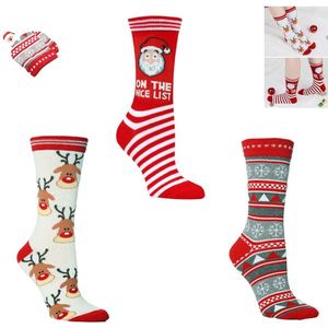 3 stuks - Kerstsokken - Rebelse Kerstsokken - feestelijk ontwerp - Grappige sokken - Kerst Rendier sokken - Leuke sokken - Vrolijke sokken - Kerstcadeau - Wintersokken Socks Mannen Vrouwen