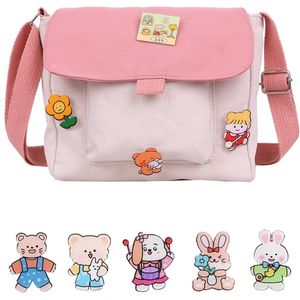 Schoudertas van linnen voor meisjes met 9 broches - Verstelbaar en stijlvol (20 x 20 x 5 cm)