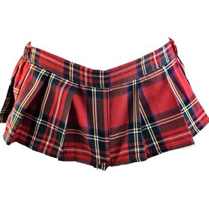 BamBella® - Ultra korte Mini rok - Maat S/M -Erotische rollenspel kleding Rood ruiten