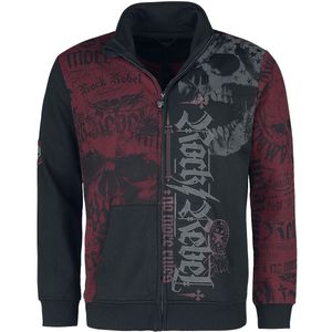 Rock Rebel by EMP Rood/zwart sweatjack met rits en prints - Heren - S
