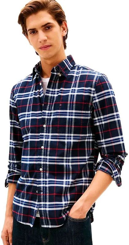 Tommy Hilfiger - Geborsteld Oxford Check - Overhemd - Wedge Blue - Regular Fit