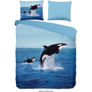 Pure Dekbedovertrek ""orca in de zee"" - Blauw - (140x200/220 cm) - Microfiber