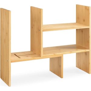 Bamboe bureau-organizer, 51 x 15,5 x 40 cm, verstelbaar - hoekrek voor keuken, kantoor, badkamer, rekopzetstuk