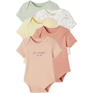 Set van 5 Rompertjes - Blauw - Korte Mouwen