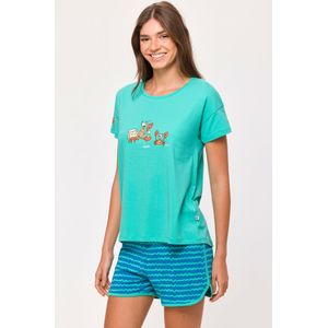 Woody Meisjes-Dames Pyjama turquoise - maat 092/2J