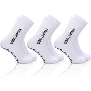 3 paar Gain The Edge Grip sokken - Comfortabele voetbalgripsokken | Antislip sportsokken voor mannen, kinderen en volwassenen | Wit | 6 UK