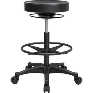 Segenn's Alexa bureaustoel ergonomisch - werkkruk - werkstoel op wielen - ergonomische werkkruk - kruk - 360 ° draaistoel - in hoogte verstelbaar -  59,5-81 cm - verstelbare voetensteun - zwart