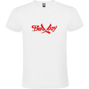 Wit  T shirt met  ""Bad Boys"" print Rood size XS