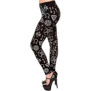 Banned - Pentagram Legging - M - Zwart/Wit