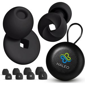 Haleo® Slaapoordoppen - Oordopjes slapen - Anti Snurk - Sleep Plugs - Festival Oordopjes - Gehoorbescherming - Sport Oordopjes - 4 Maten - Herbruikbaar - Hoge Geluidsdemping 33dB - Zwart