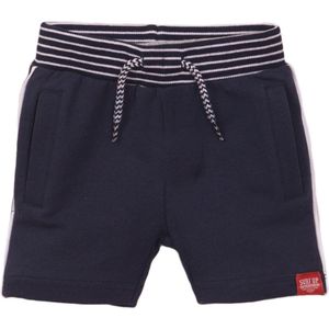 Dirkje baby jongens korte joggingbroek met witte bies Navy