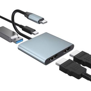 NÖRDIC DOCK-145 USB-C naar HDMI dockingstation - 4K30Hz - USB-C 60W PD - USB 3.1 - 5Gbps - Space Gray