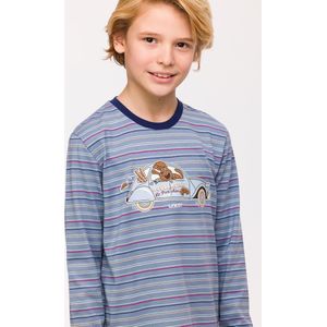 Woody pyjama baby jongens - multicolor gestreept - labradoodle - 242-10-PLC-S/961 - maat 74