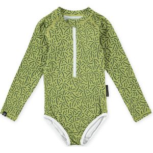 Beach & Bandits - UV-zwempak voor meisjes - Lange mouw - UPF50+ - Endless Palms - Groen - maat 128-134cm