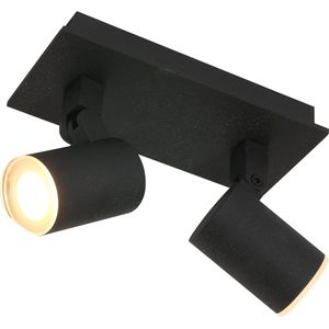 Badkamerspot points Noirs | 2 lichts | zwart | 22 x 10 cm | inclusief ledlampen | ip44 | modern design