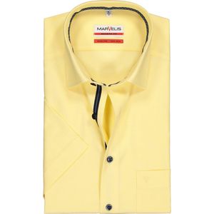 MARVELIS modern fit overhemd - korte mouw - fil a fil - geel (contrast) - Strijkvrij - Boordmaat: 40