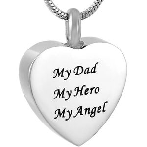 Stalen ashanger zilver hart my dad. My hero. My angel