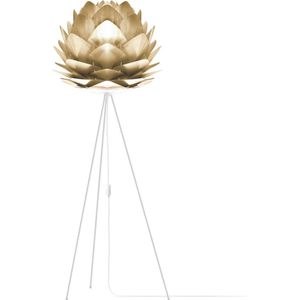 Umage Silvia Medium vloerlamp brushed brass - met tripod wit - Ø 50 cm