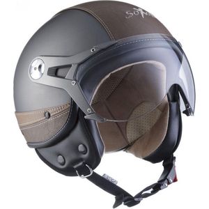 SOXON Urban Scooterhelm - XL - Jethelm met vizier - Motorhelm voor volwassenen - Geschikt voor Vespa, Scooter, Brommer, Motor en Snorfiets - Antraciet