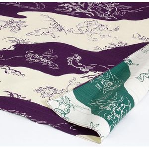 Musubi Furoshiki Dierenprint Reversible Geschenkdoek - Herbruikbare Omkeerbare Katoenen Geschenkverpakking - Konijn en Aap met Roodbruin en Groen - 104x104cm - Japanse Cadeauverpakking - Knoopdoek voor Handtas, picknickdeken of sjaal