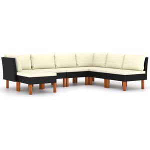 vidaXL 7-delige Loungeset met kussens zwart Loungeset - Lounge - Buitentijd - Tuinmeubels - Patio