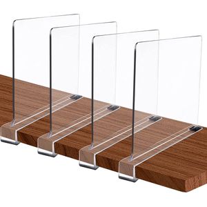 4 stuks 28x20,5x3,3cm acryl plankverdelers voor kasten, duidelijke plankverdelers, kasten, plankopslag en organisatie zonder boren houten plankverdelers