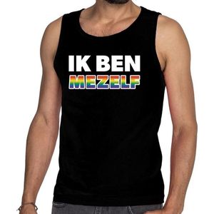 Gaypride ik ben mezelf tanktop/mouwloos shirt  - zwart regenboog homo singlet voor heren - gaypride M