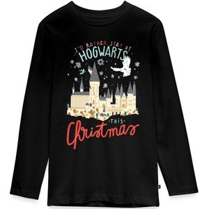 Harry Potter Kerstmis Ik Blijf Liever Op Hogwarts Premium T-Shirt Tiener Met Lange Mouwen