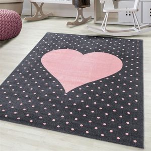 KIDS KINDERKAMER ROZE - GRIJS VLOERKLEED Hart