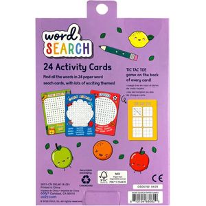 Ooly - Word Search Activity Cards - 24 Woordzoeker Activiteitenkaarten - Elke Kaart Heeft Een Ander Thema, Zoals Terug Naar School En Ontbijteten - Tic-Tac-Toe Staat Op De Achterkant Van Elk Spel - Geschikt Vanaf 6 Jaar