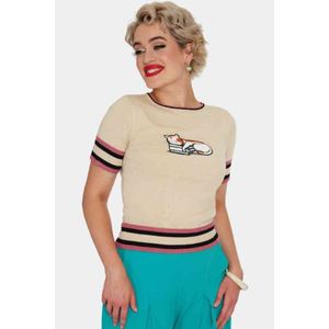 Voodoo Vixen - Cat Asleep On A Book Sweater/trui - S - Creme