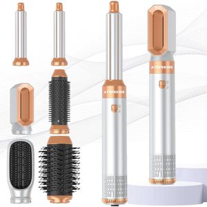 Atopskins Hair Styler 6-in-1 Airstyler with Hair Styler, Hair Dryer Brush, Hot Air Brush, Hair Dryer, Curling Iron, Straightening Brush, Airstyler, Gives Hair Volume, Smooth and Curling