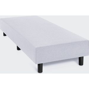 Boxspring Otto wit lederlook 120x220 zonder matras, zonder hoofdboord en zonder topper.